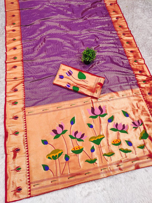 PURE SOFT ZARI KANCHIVRAM TISSUE PAITHANI SILK SAREE