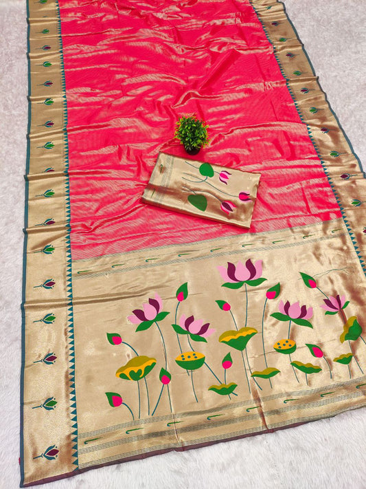 PURE SOFT ZARI KANCHIVRAM TISSUE PAITHANI SILK SAREE