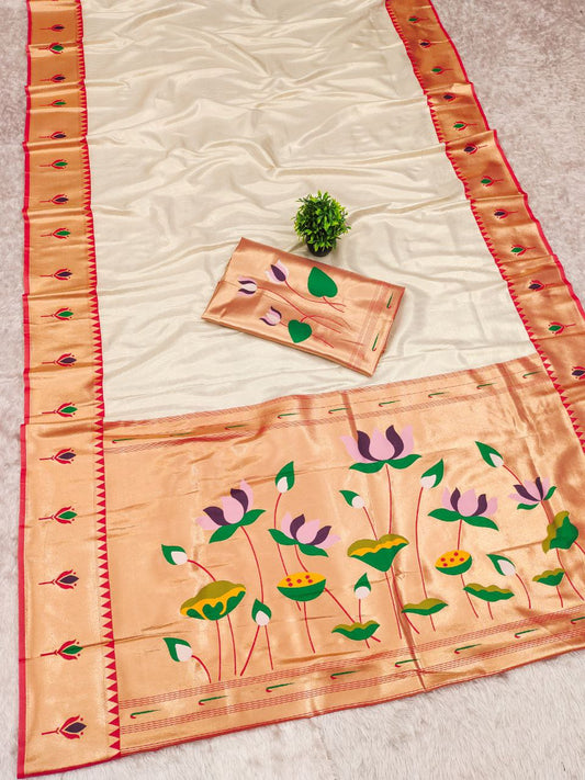 PURE SOFT ZARI KANCHIVRAM TISSUE PAITHANI SILK SAREE