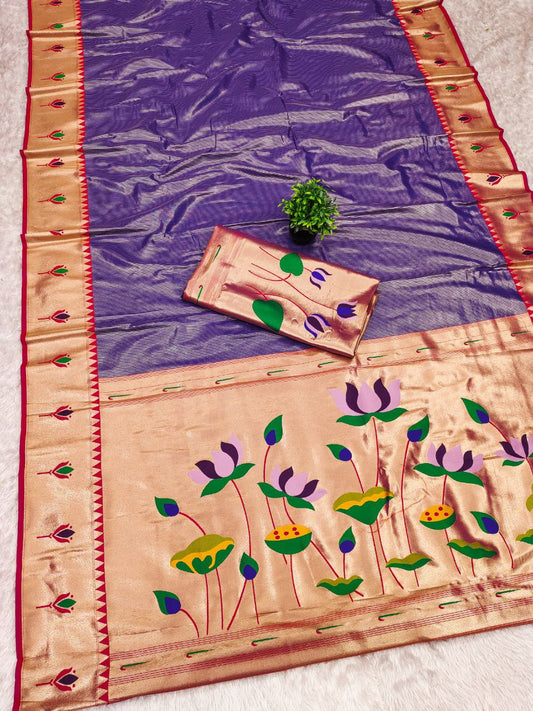 PURE SOFT ZARI KANCHIVRAM TISSUE PAITHANI SILK SAREE