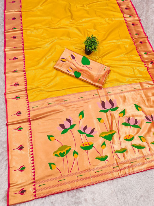 PURE SOFT ZARI KANCHIVRAM TISSUE PAITHANI SILK SAREE