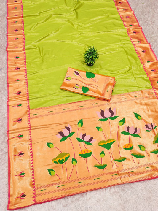 PURE SOFT ZARI KANCHIVRAM TISSUE PAITHANI SILK SAREE