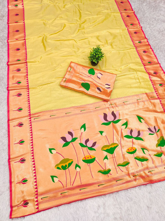 PURE SOFT ZARI KANCHIVRAM TISSUE PAITHANI SILK SAREE