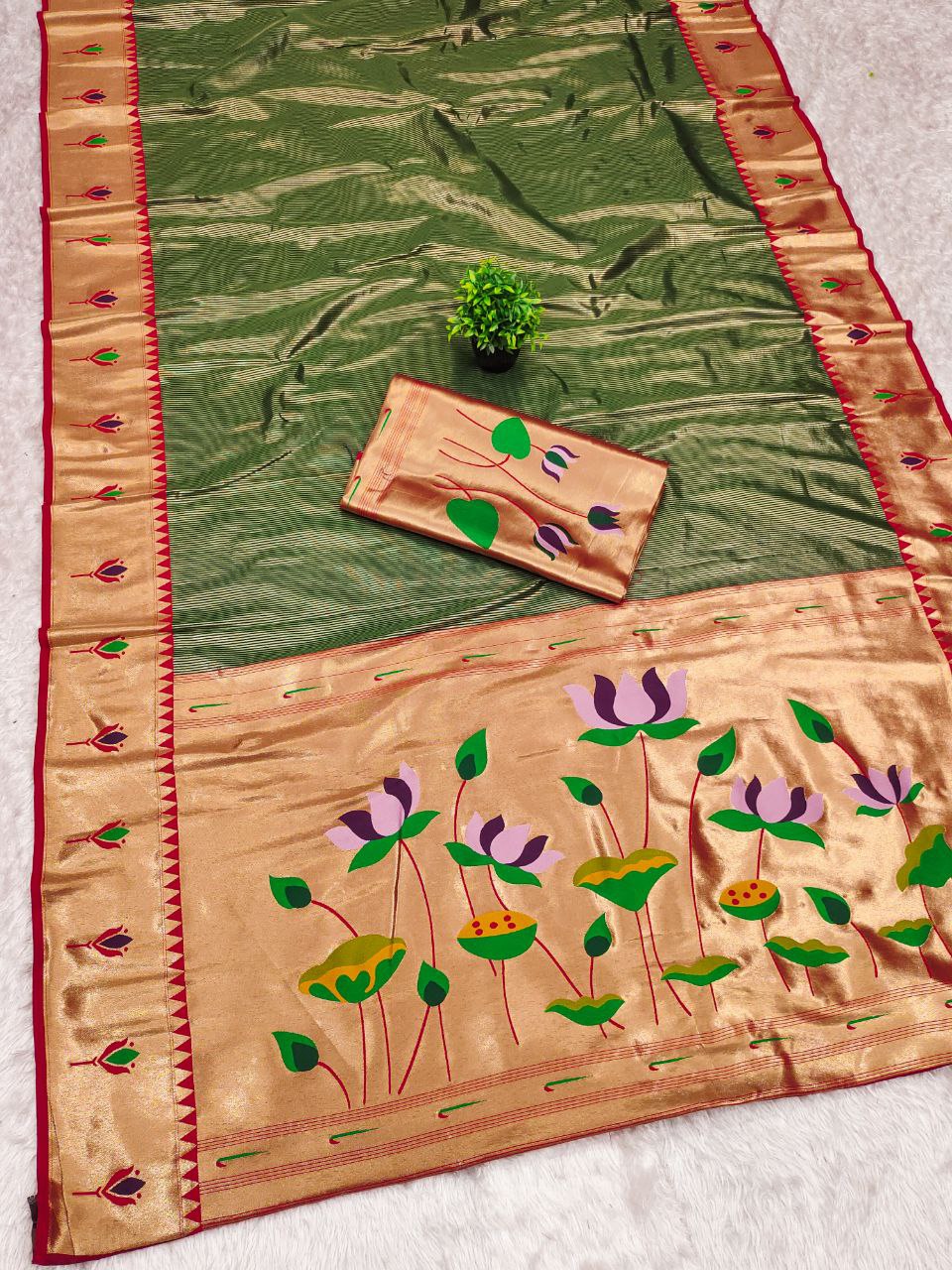 PURE SOFT ZARI KANCHIVRAM TISSUE PAITHANI SILK SAREE