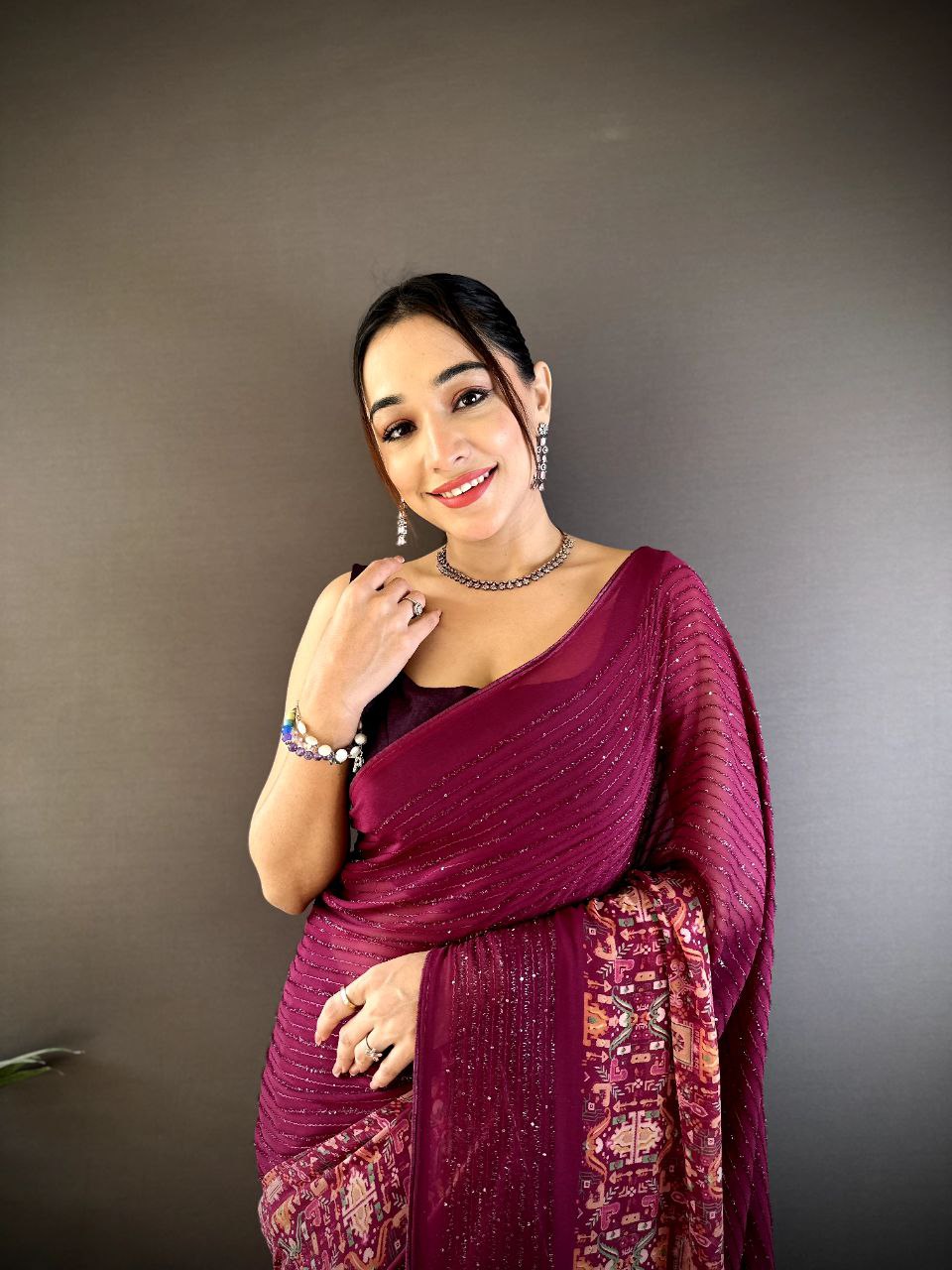 Fancy Georgette Saree with beautiful Sequence work Saree