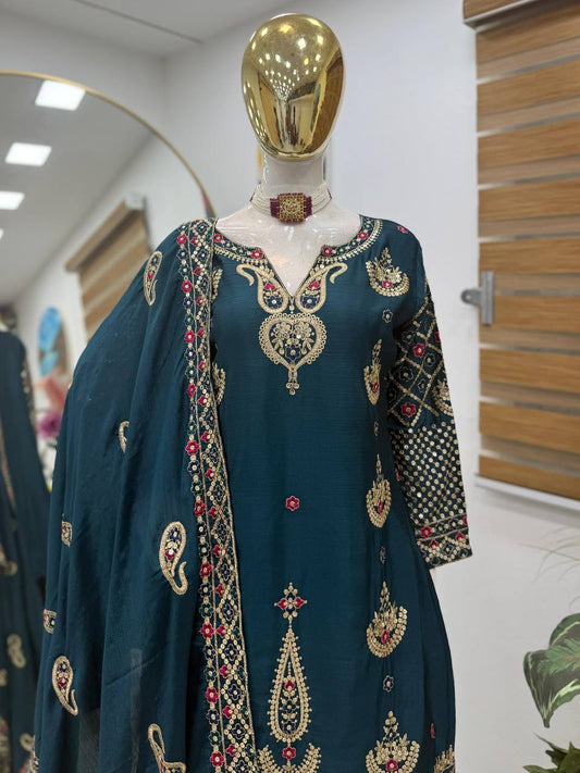 New Designer Party Sharara Suit & Dupatta Set