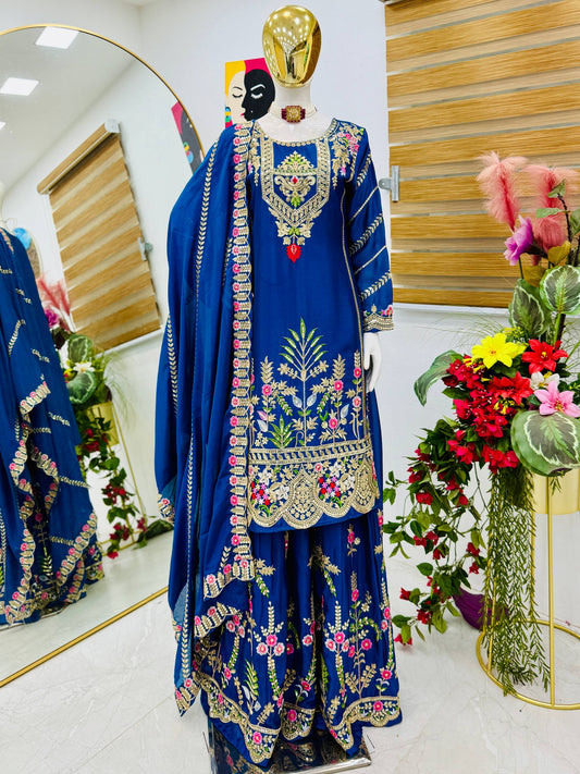 New Designer Party Sharara Suit & Dupatta Set