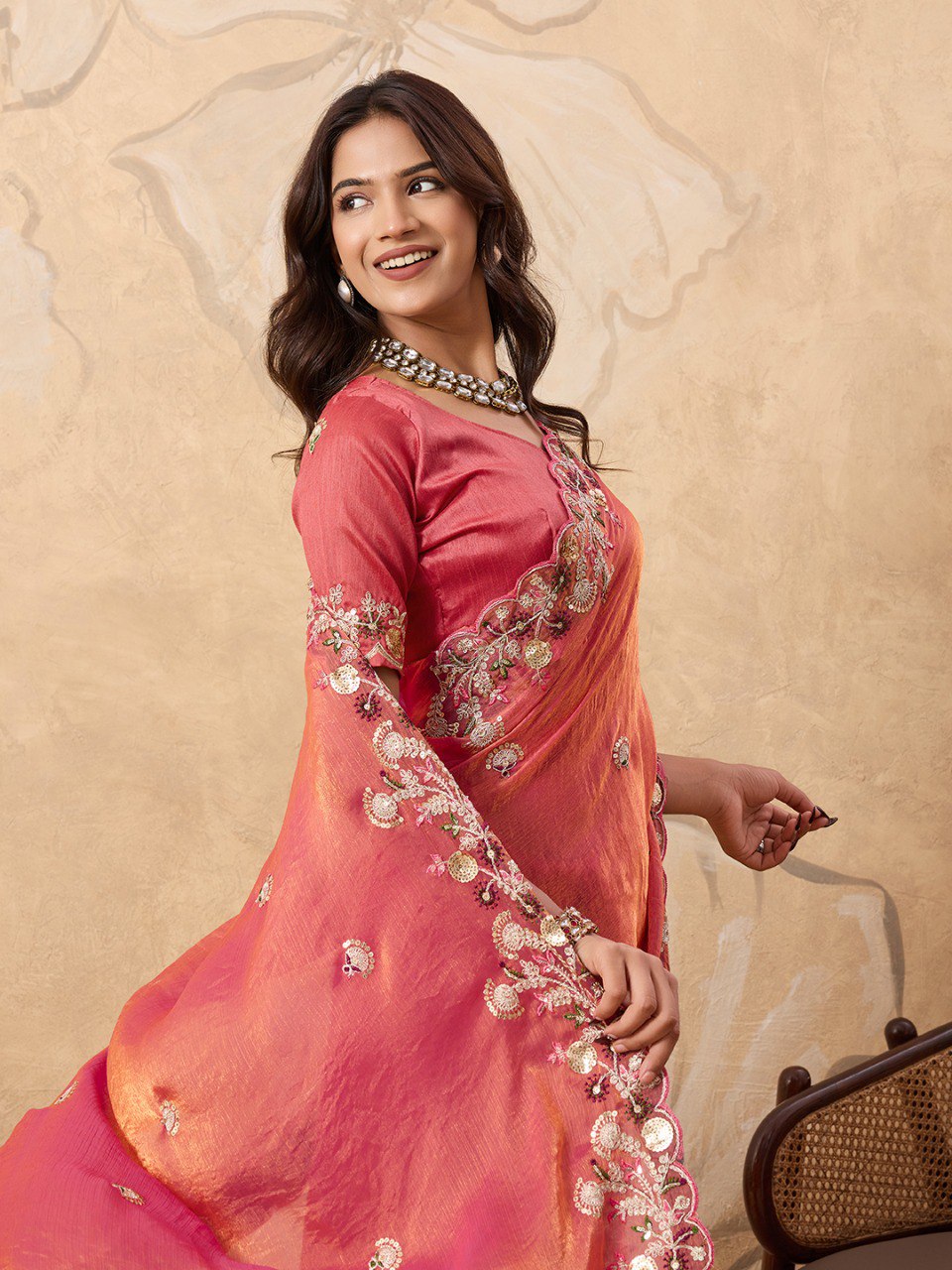 Party Wear Soft Fendy Chiffon Saree