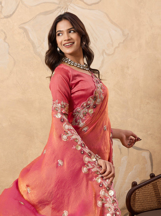 Party Wear Soft Fendy Chiffon Saree