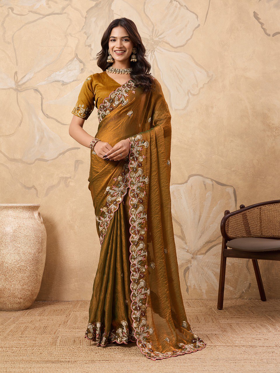 Party Wear Soft Fendy Chiffon Saree