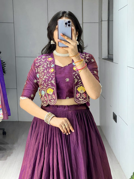 elegant Indo-western ensemble features a Embroidered Koti