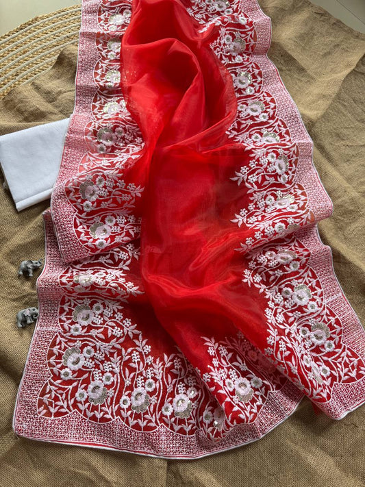 Pure and very soft organza high quality Saree