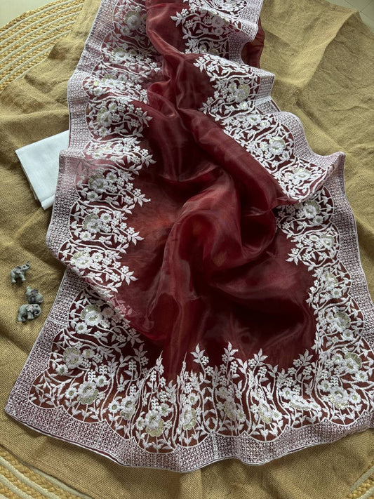 Pure and very soft organza high quality Saree