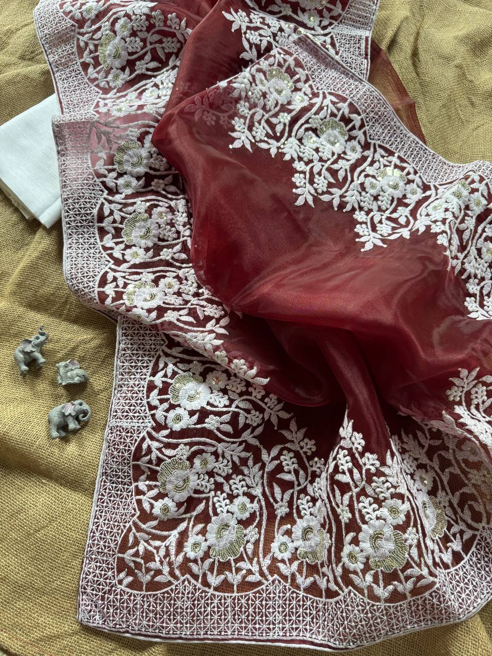 Pure and very soft organza high quality Saree