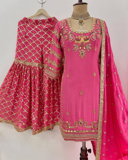 3 PIECE KURTI WITH SHARARA AND DUPATTA
