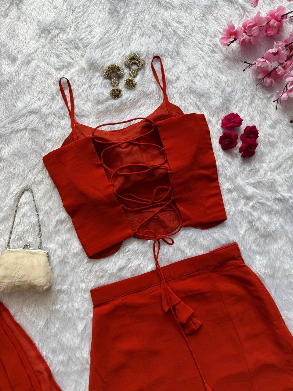 Georgette fishcut Skirt with adjustable waist elastic and zip Lehenga