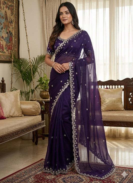 Presenting You Most Beautiful Latest Wal With Moti Work Saree Collection