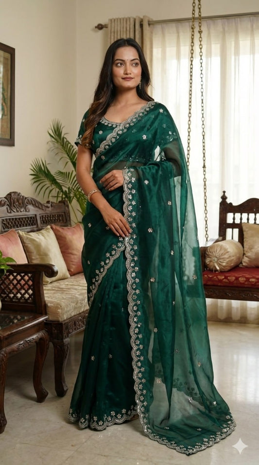 Presenting You Most Beautiful Latest Wal With Moti Work Saree Collection