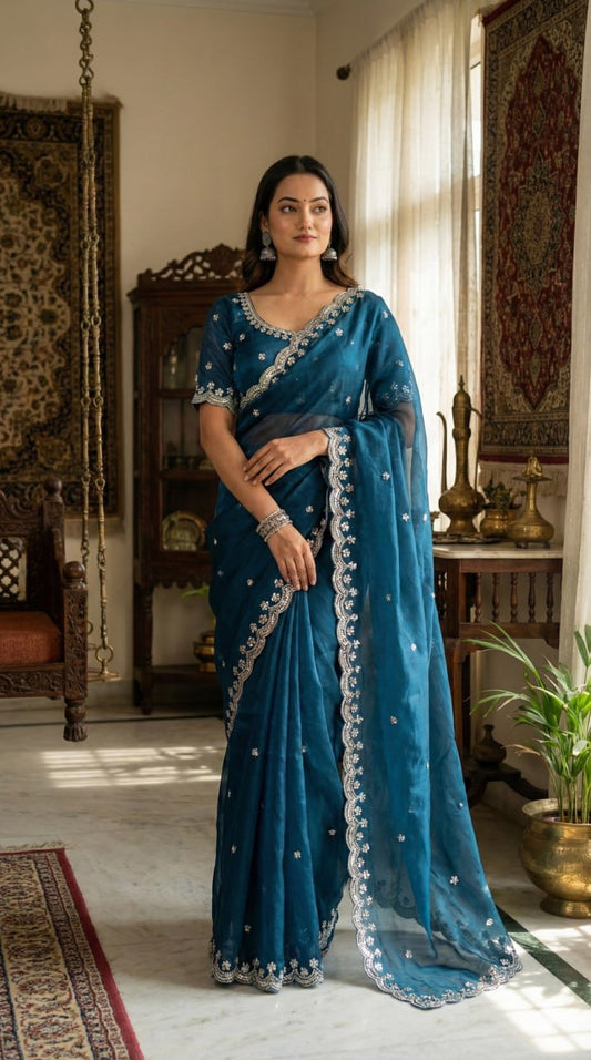 Presenting You Most Beautiful Latest Wal With Moti Work Saree Collection