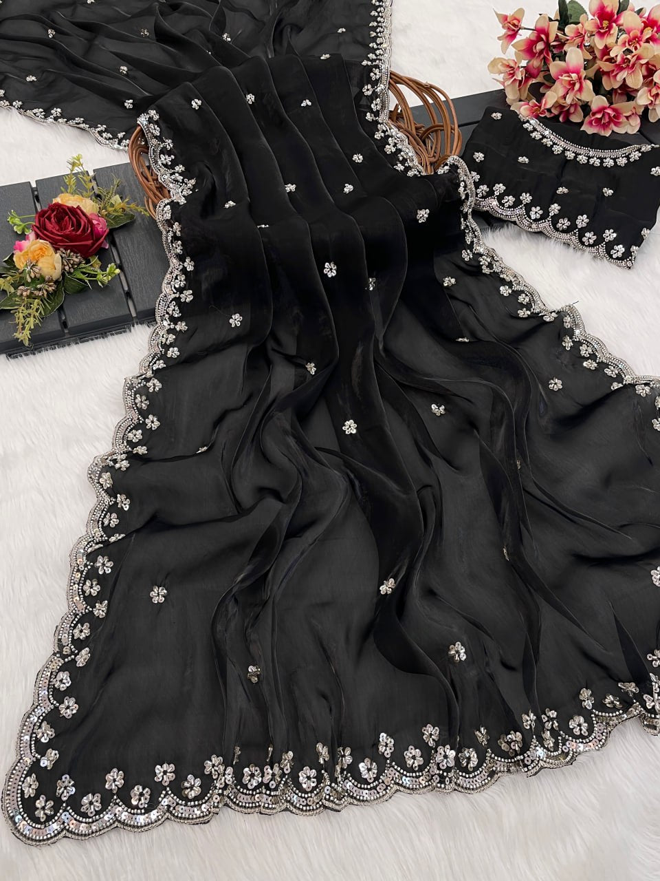 Presenting You Most Beautiful Latest Wal With Moti Work Saree Collection