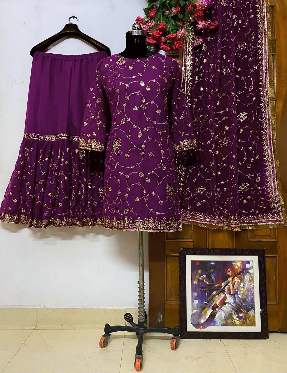 VÊTEMENTS DE COURSE TENDANCE HAUT EN FAUSSE GEORGETTE BRODERIE EN FIL DE COTON