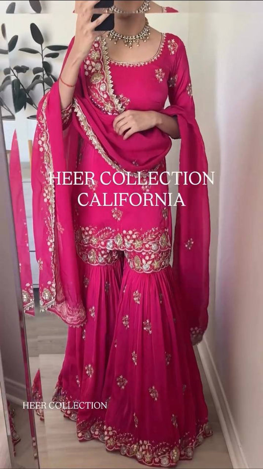 Heavy Faux Georgette With Heavy Embroidery Sequence Work Sharara