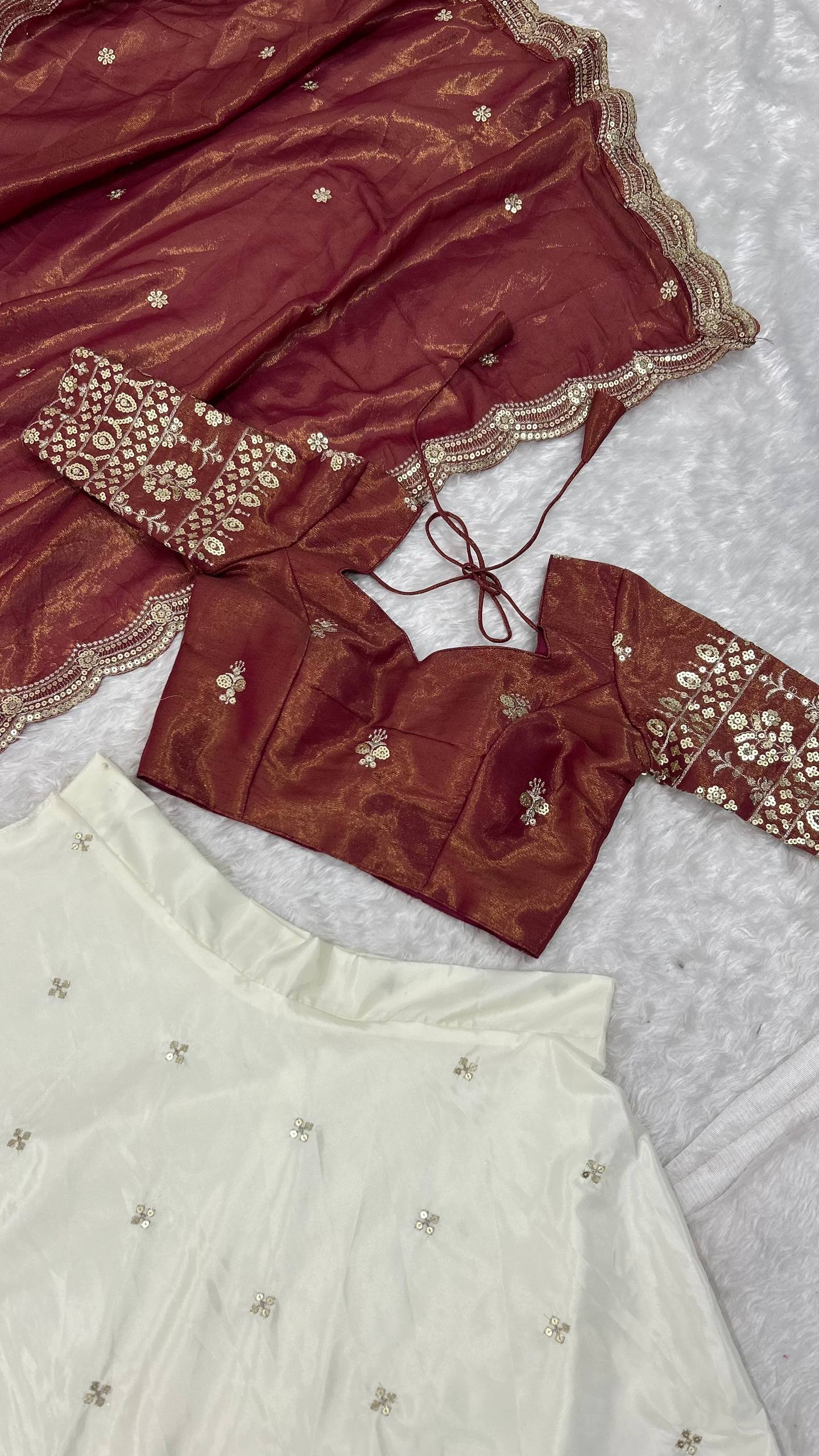 Pure crep silk lehnga with sequins & zari work Lehenga