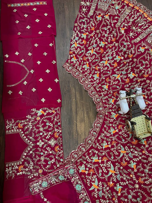 Launching 4 meter flared Fox Georgette Sequins Embroidered Work Lehenga