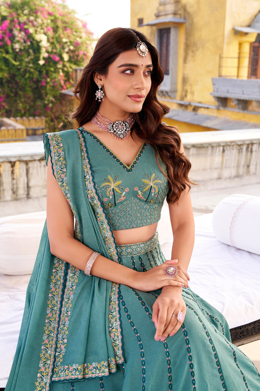 Chocolate Crush Sequins and Thread Embroidery Work Lehenga