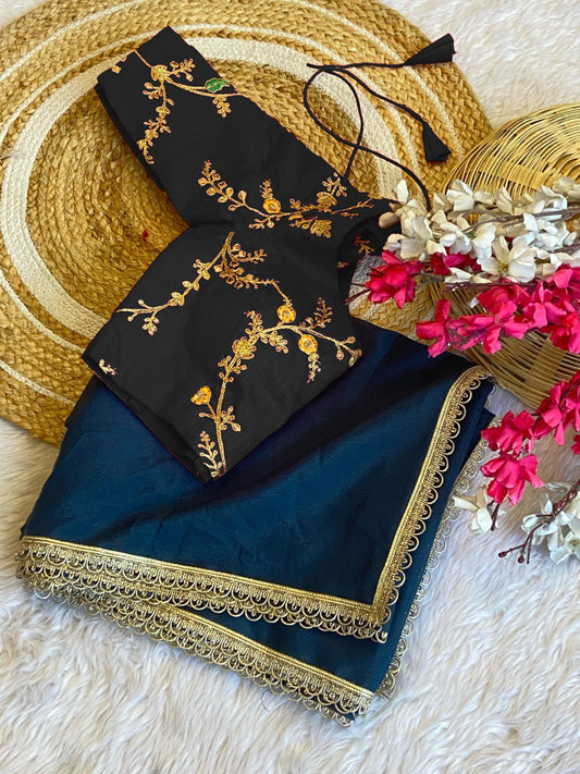 ELEGANT STAR GEORGETTE SAREE WITH STITCHED BLOUSE