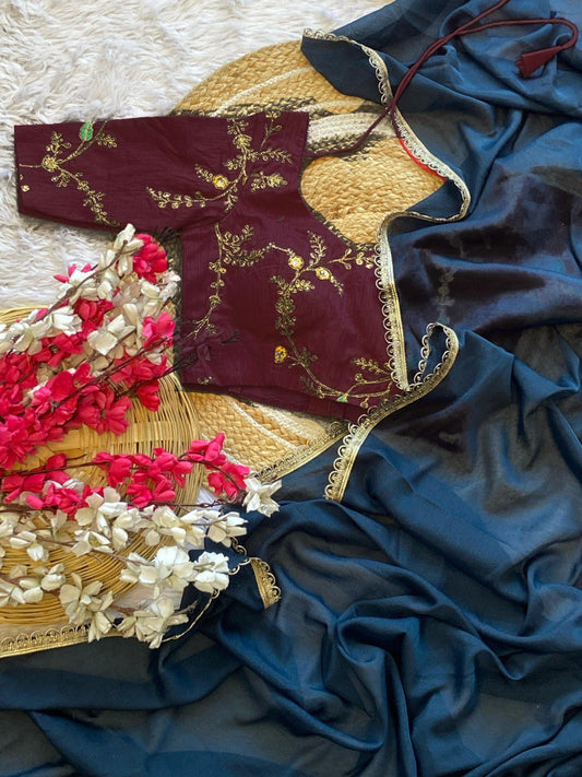 ELEGANT STAR GEORGETTE SAREE WITH STITCHED BLOUSE