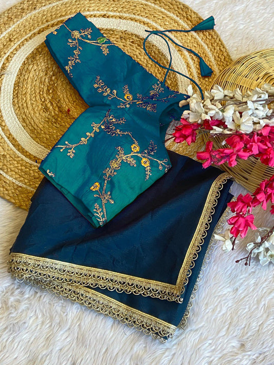 ELEGANT STAR GEORGETTE SAREE WITH STITCHED BLOUSE