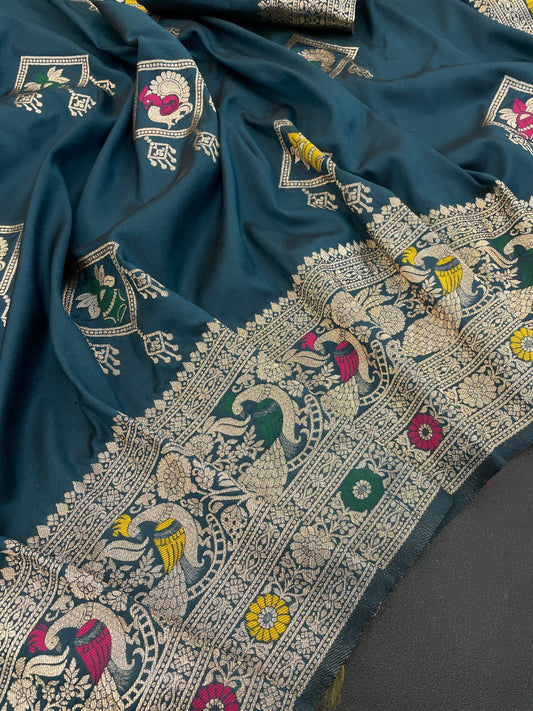 Pure Gold Zari With Heavy Zalar Saree