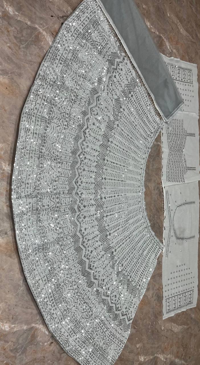 Premium Quality Faux Georgette Embroidery Sequins Work Lehenga