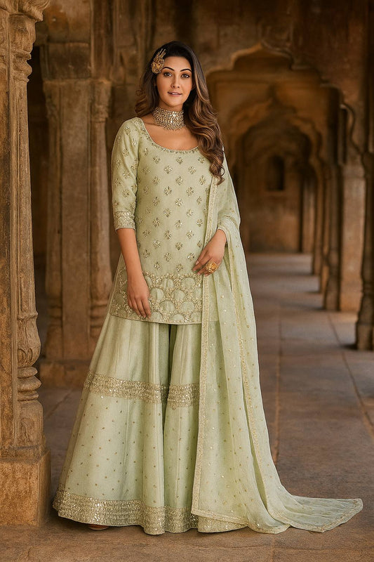Nylon silk top with paper foil work both side Gown