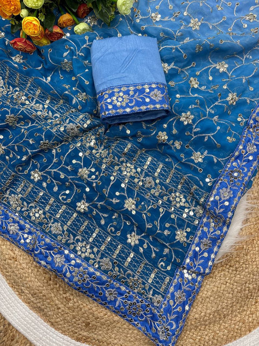 SOFT GEORGETTE PEDING FABRIC ON BEAUTIFUL SAREE
