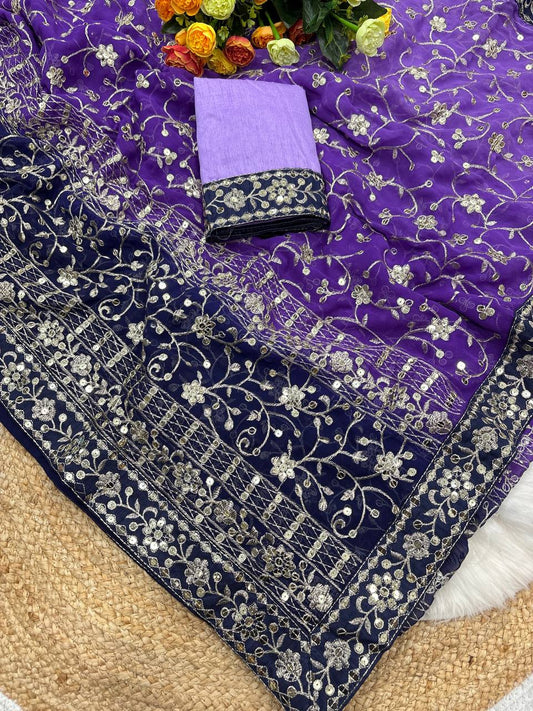 SOFT GEORGETTE PEDING FABRIC ON BEAUTIFUL SAREE