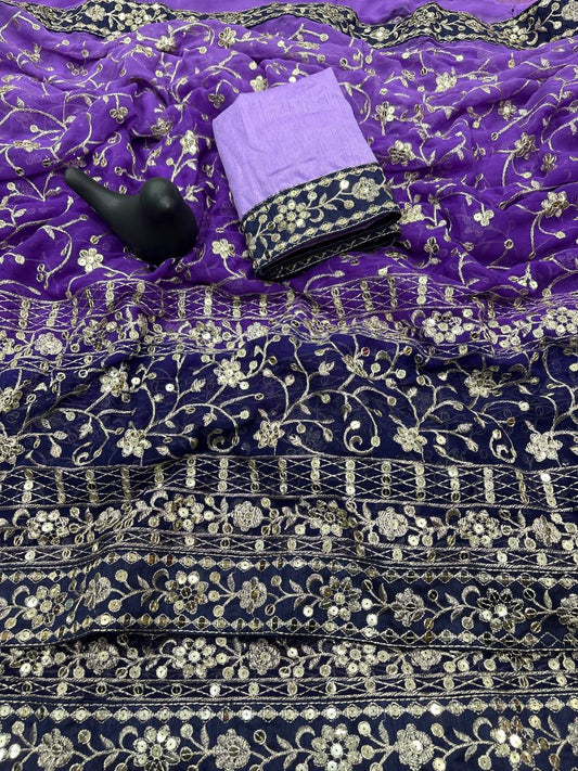 SOFT GEORGETTE PEDING FABRIC ON BEAUTIFUL SAREE