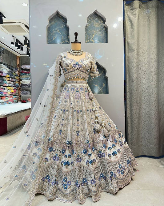 Launching 4 meter flared Coding Sequins Cut Work Lehenga