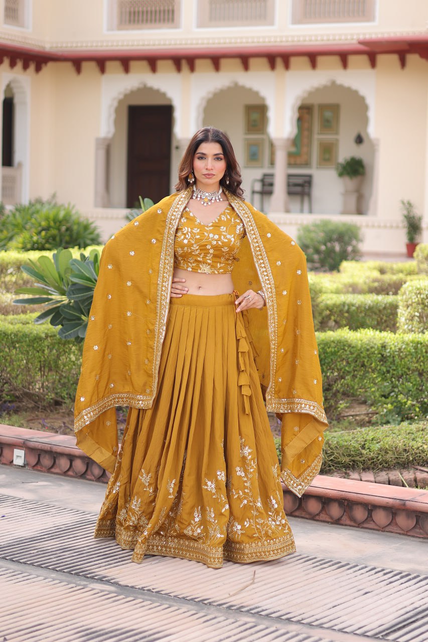 NC Vichitra Silk With Heavy Sequins & Zari Embroidered work Lehenga