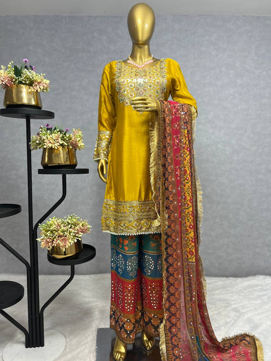 3 PIECE KURTI WITH PLAZZO AND DUPATTA