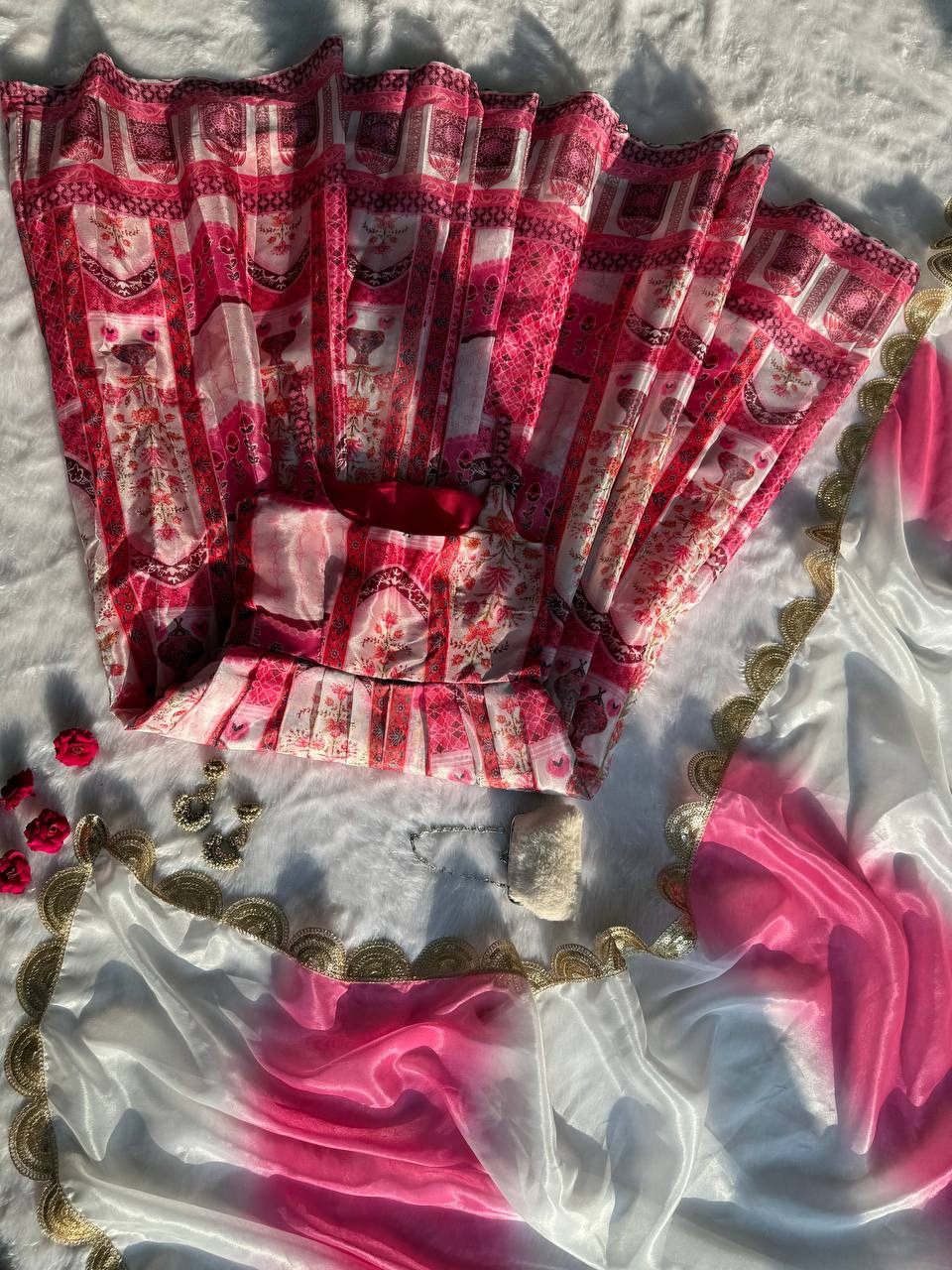 Pure Jimmy organza silk digital printed padded gown