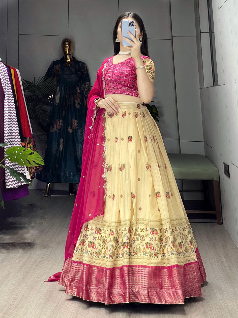 Most Trending Marshmallow Indian Kalamkari highly popular lehengas