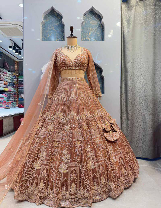 Launching 4 meter flared Premium Quality Soft Net Lehenga