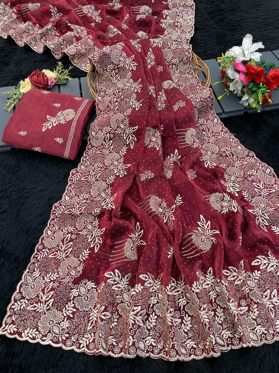 Pure soft silk sarees with amazing Multy work saree