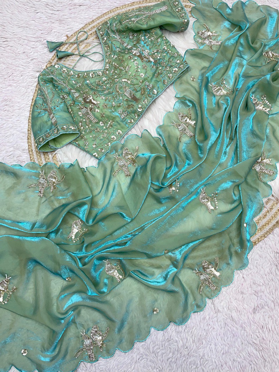 Pure soft silk sarees with amazing Multy work saree