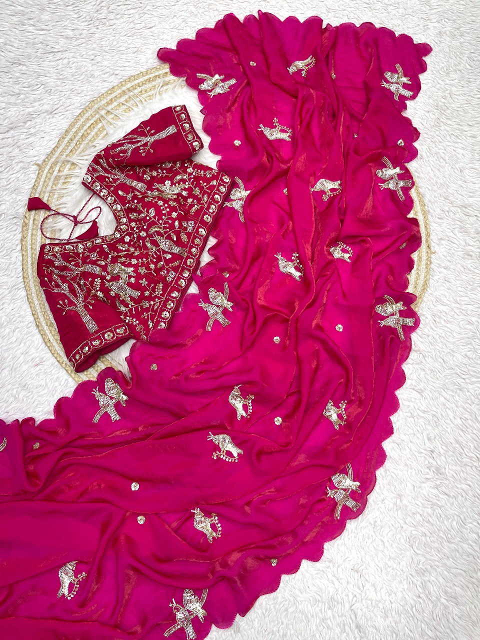 Pure soft silk sarees with amazing Multy work saree