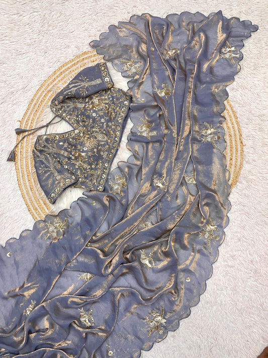 Pure soft silk sarees with amazing Multy work saree