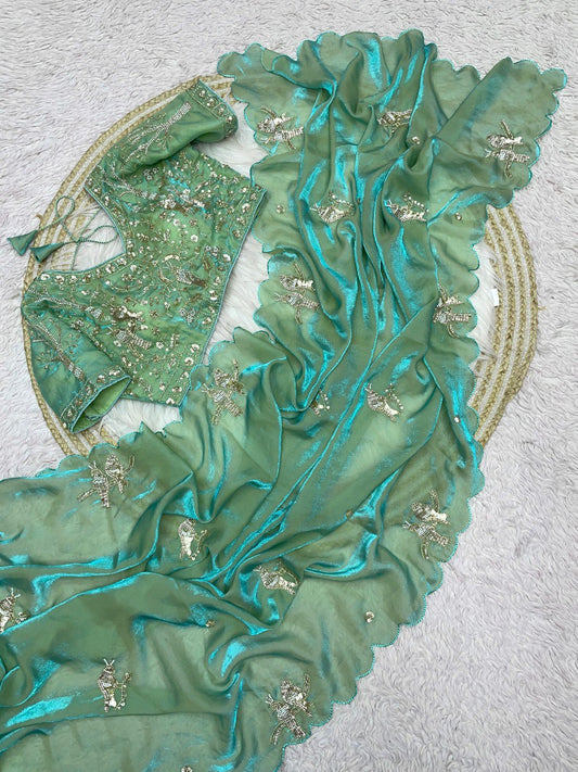 Pure soft silk sarees with amazing Multy work saree