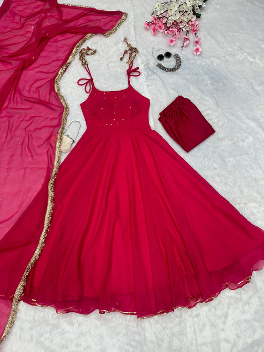 Georgette 2mtr Dupatta with lace border Suit